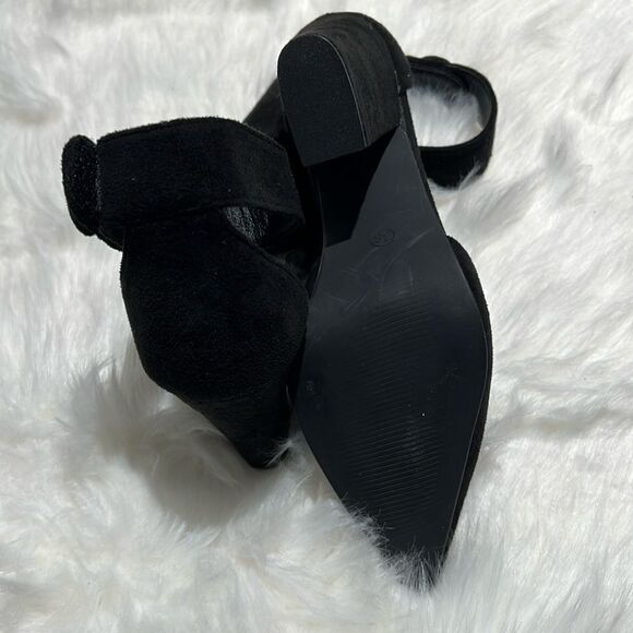 Black Suede Ankle Strap Platform Heels Size 7.  B78 - Picture 9 of 10